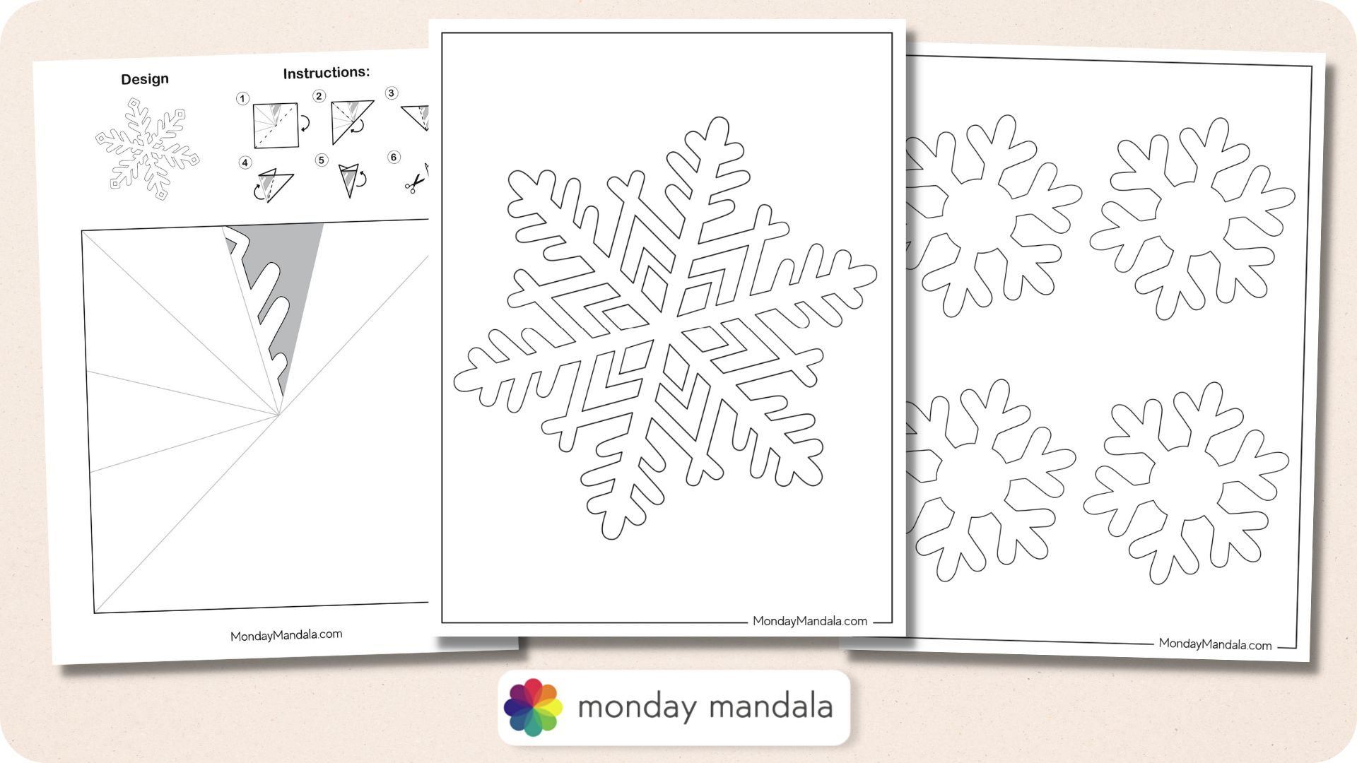 150 Paper Snowflake Templates (Free Pdf Printables) for Free Printable Snowflake Templates