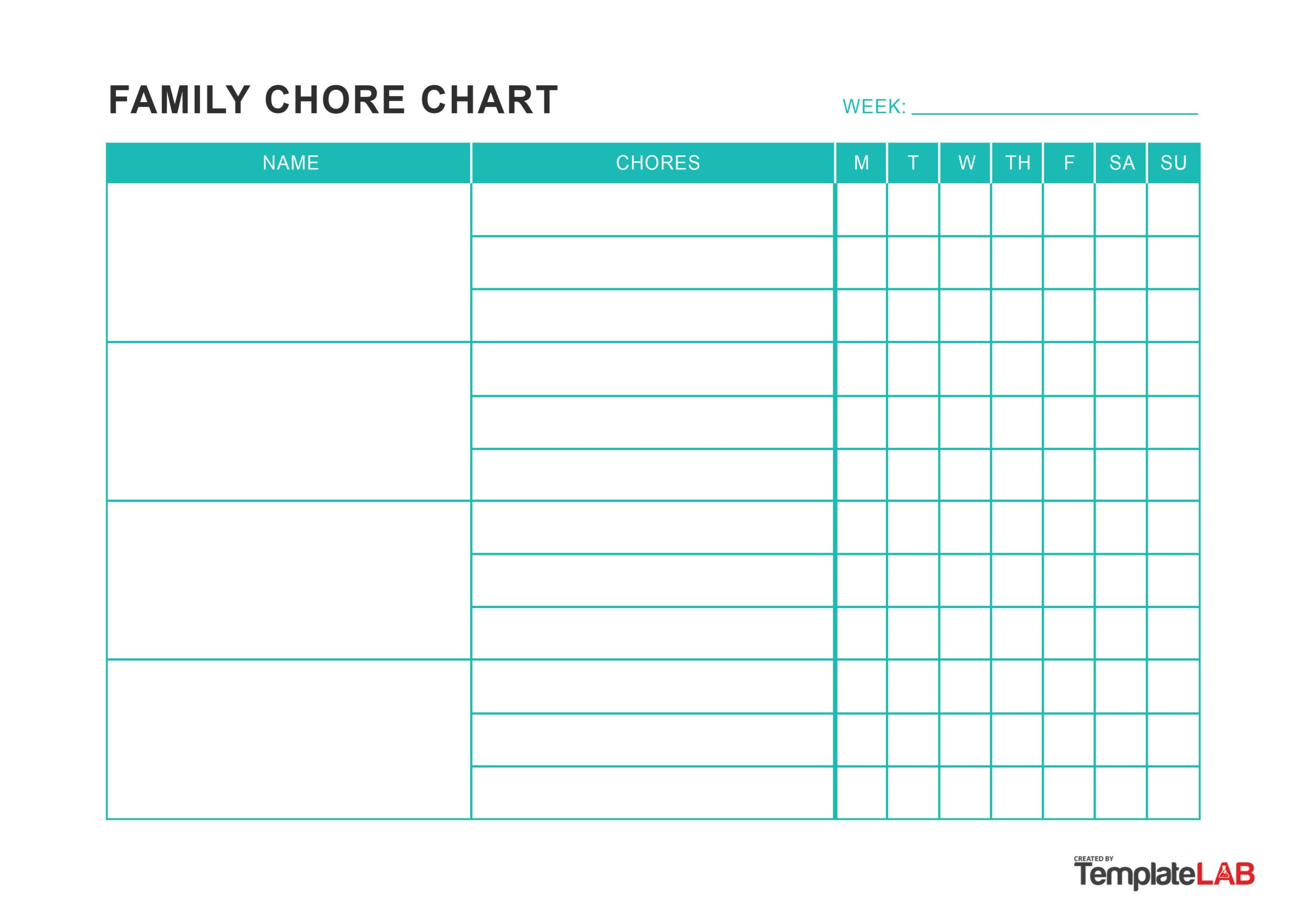 23 Free Chore Chart Templates For Kids ᐅ Templatelab with Chore Chart Template Printable