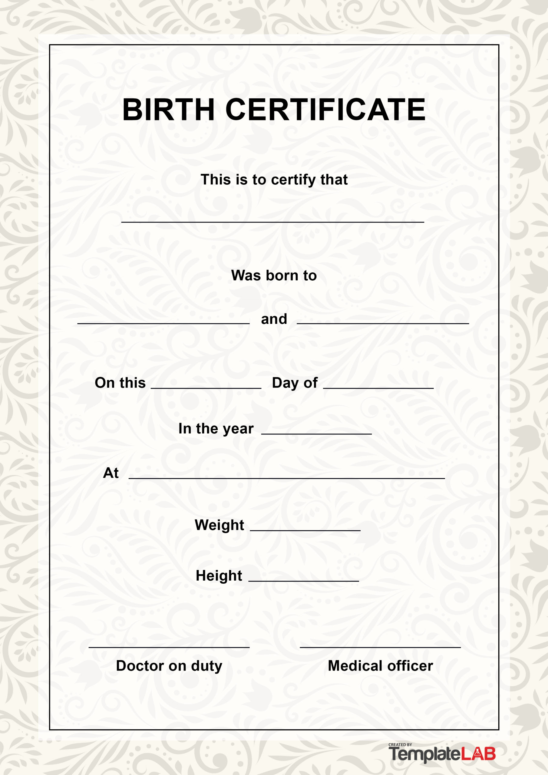 27 Birth Certificate Templates (Word, Ppt &amp;amp; Pdf) ᐅ Templatelab within Printable Birth Certificate Template