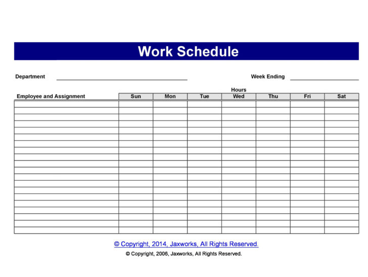 Printable Free Weekly Employee Work Schedule Template