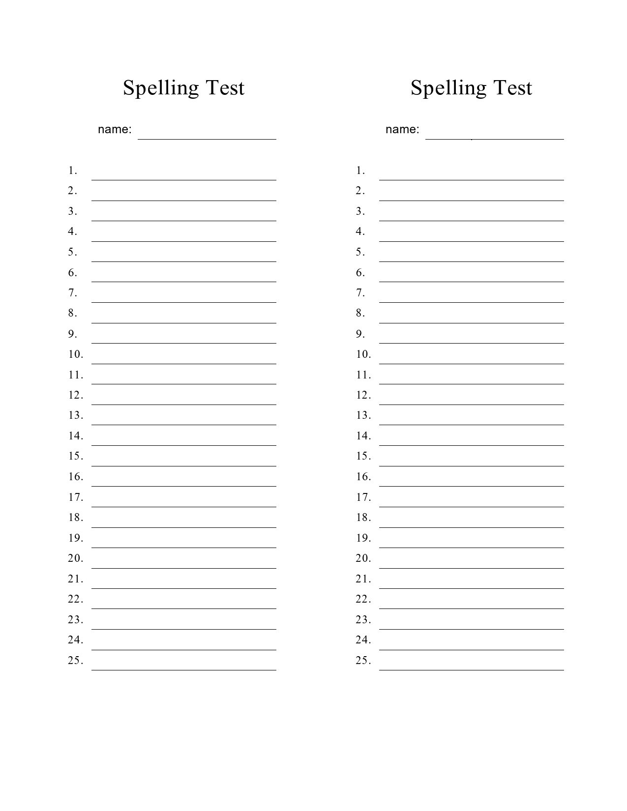 38 Printable Spelling Test Templates [Word &amp;amp; Pdf] ᐅ Templatelab throughout Free Printable Spelling Test Template
