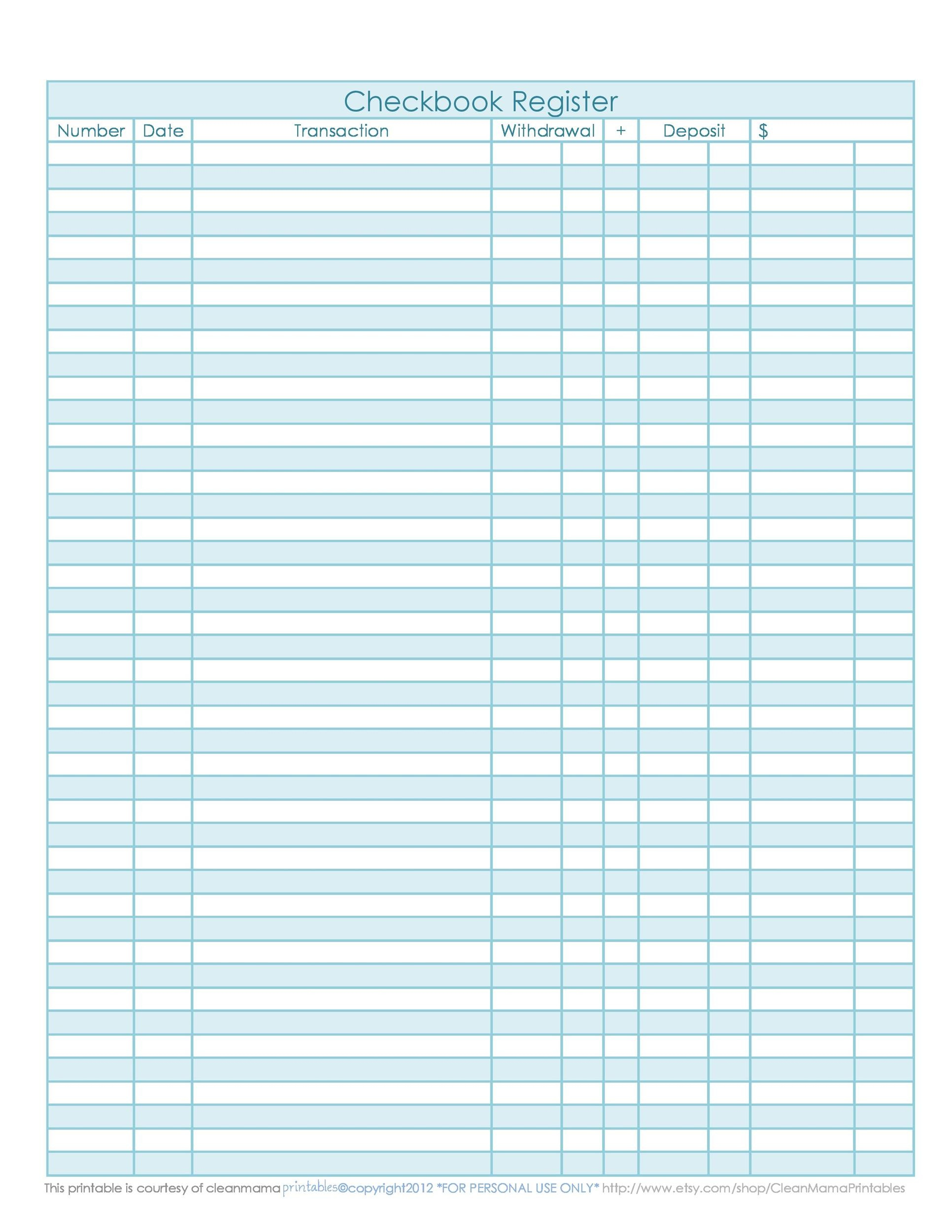 39 Checkbook Register Templates [100% Free, Printable] ᐅ Templatelab throughout Checkbook Register Template Free Printable