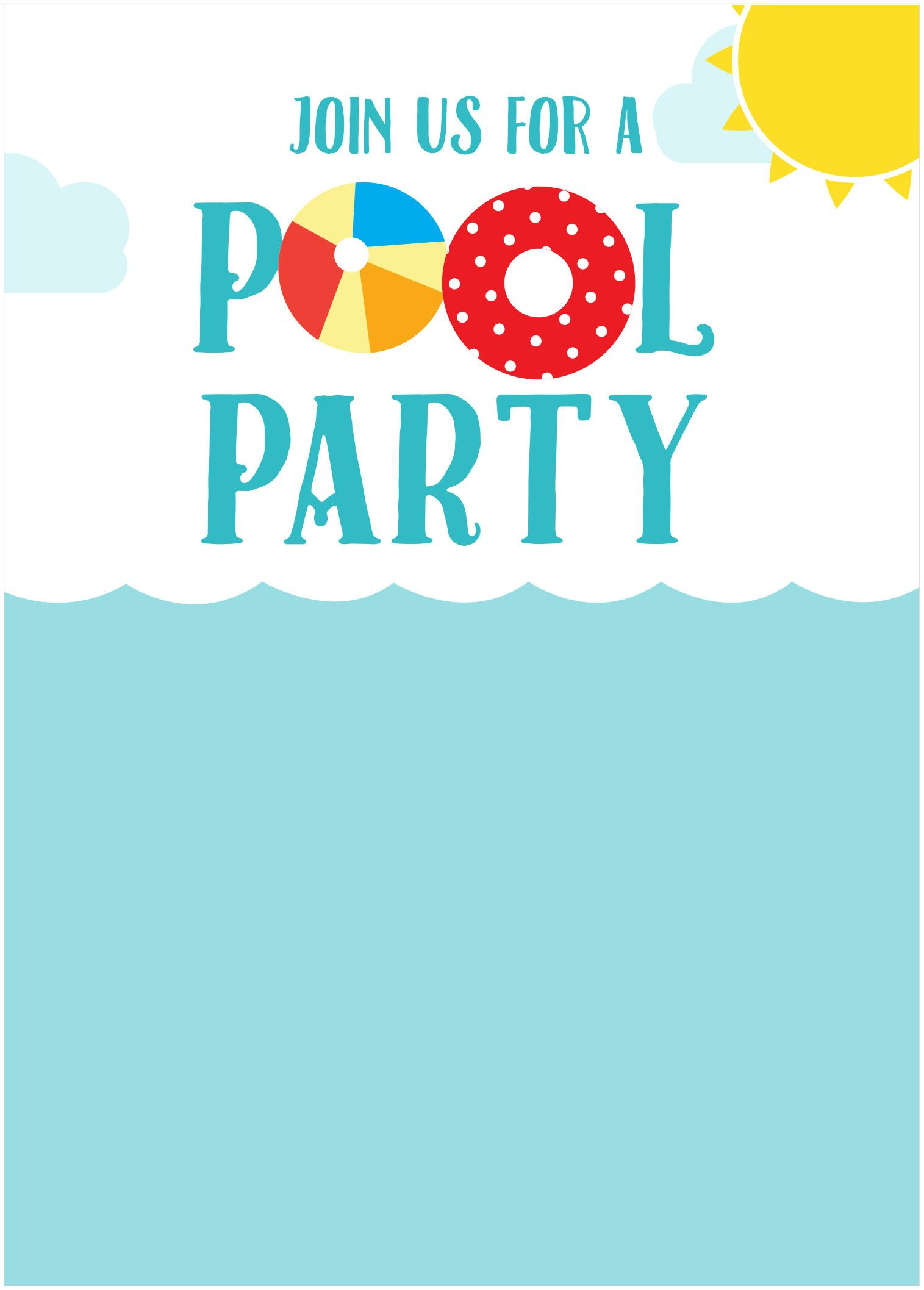 4 Free Printable Summer Party Invitations within Blank Free Printable Pool Party Invitations Templates