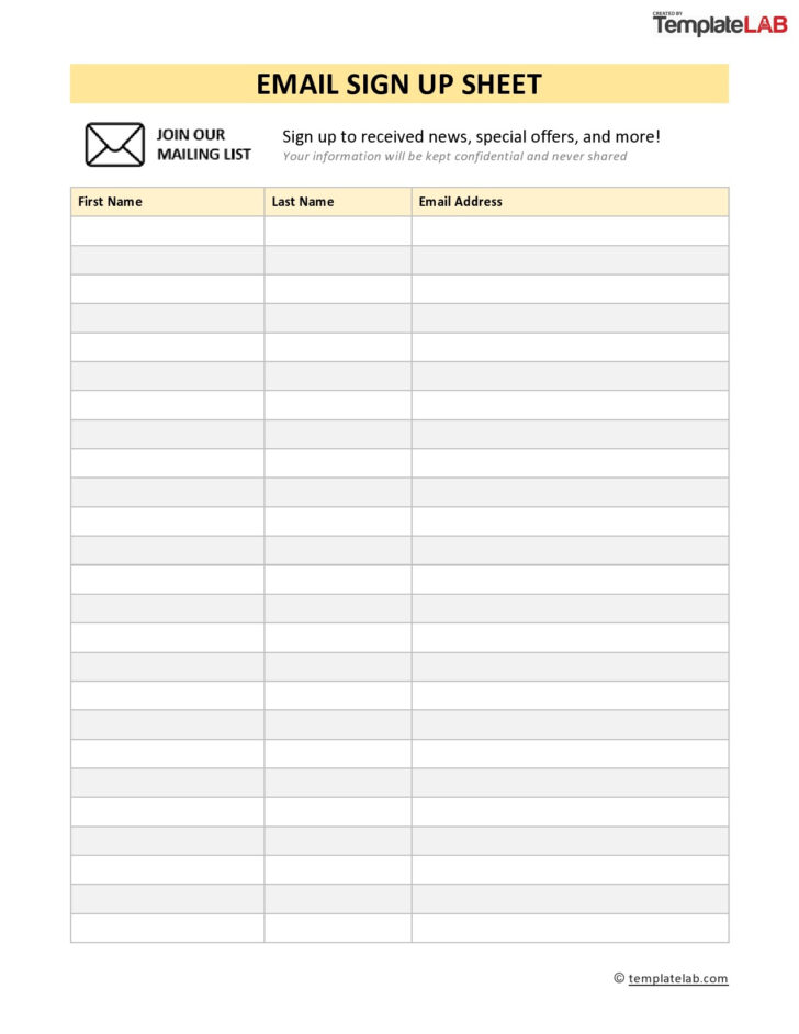 Sign Up Sheet Template Printable