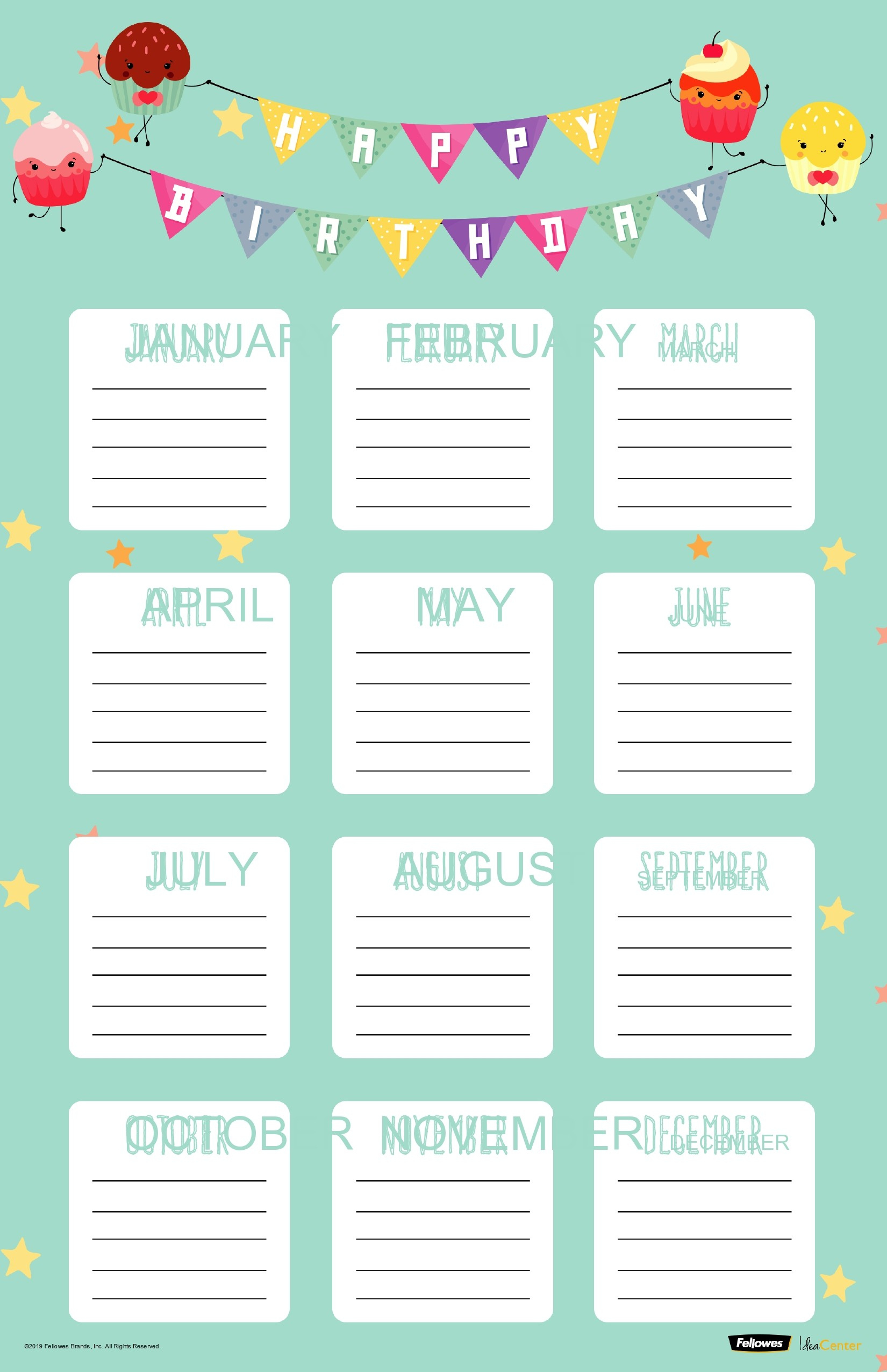 43 Editable Birthday Calendar Templates (100% Free) with Printable Birthday Calendar Template