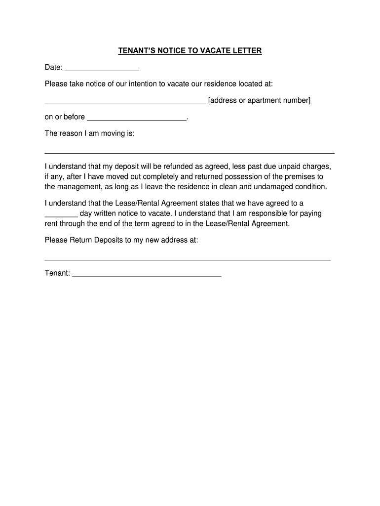 60 Day Notice To Vacate Template: Fill Out &amp;amp; Sign Online | Dochub inside Printable Tenant 60 Day Notice to Vacate Template