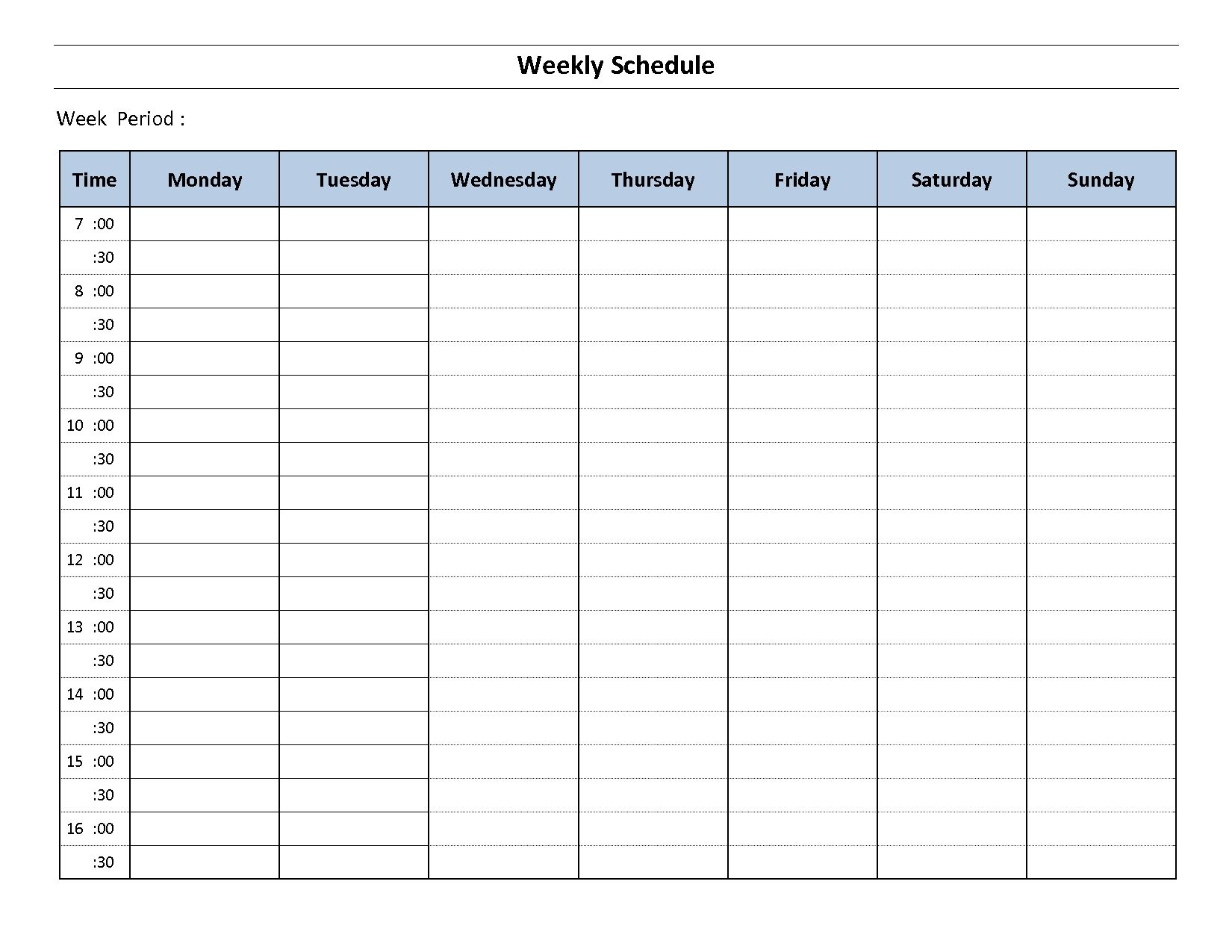 7 Day Weekly Planner Template Printable | Calendar Template Printable inside Fill In Blank 7 Day Printable Weekly Schedule Template