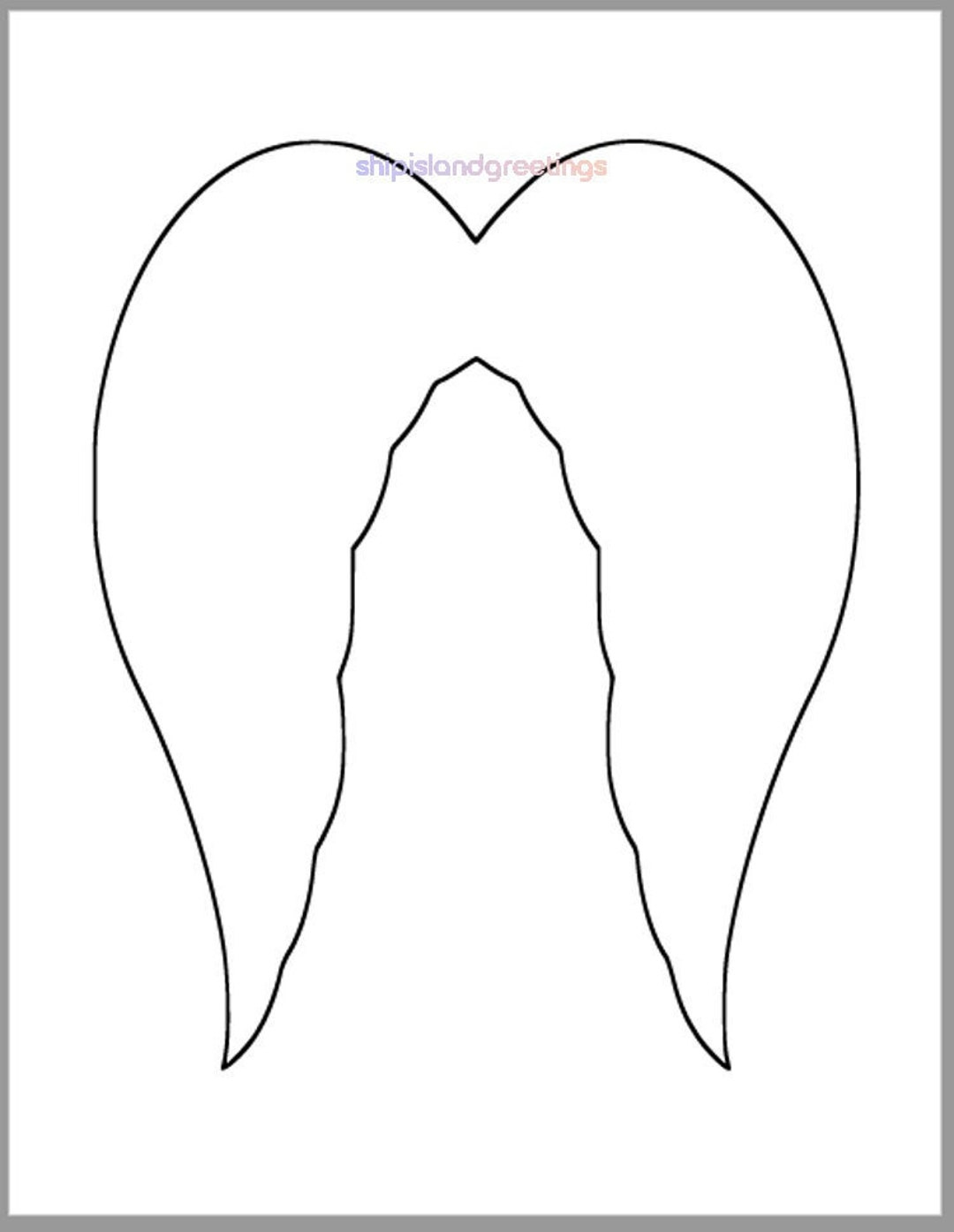 7X8.5 Inch Angel Wings Template-Printable Template-Angel Wings throughout Printable Angel Wings Template