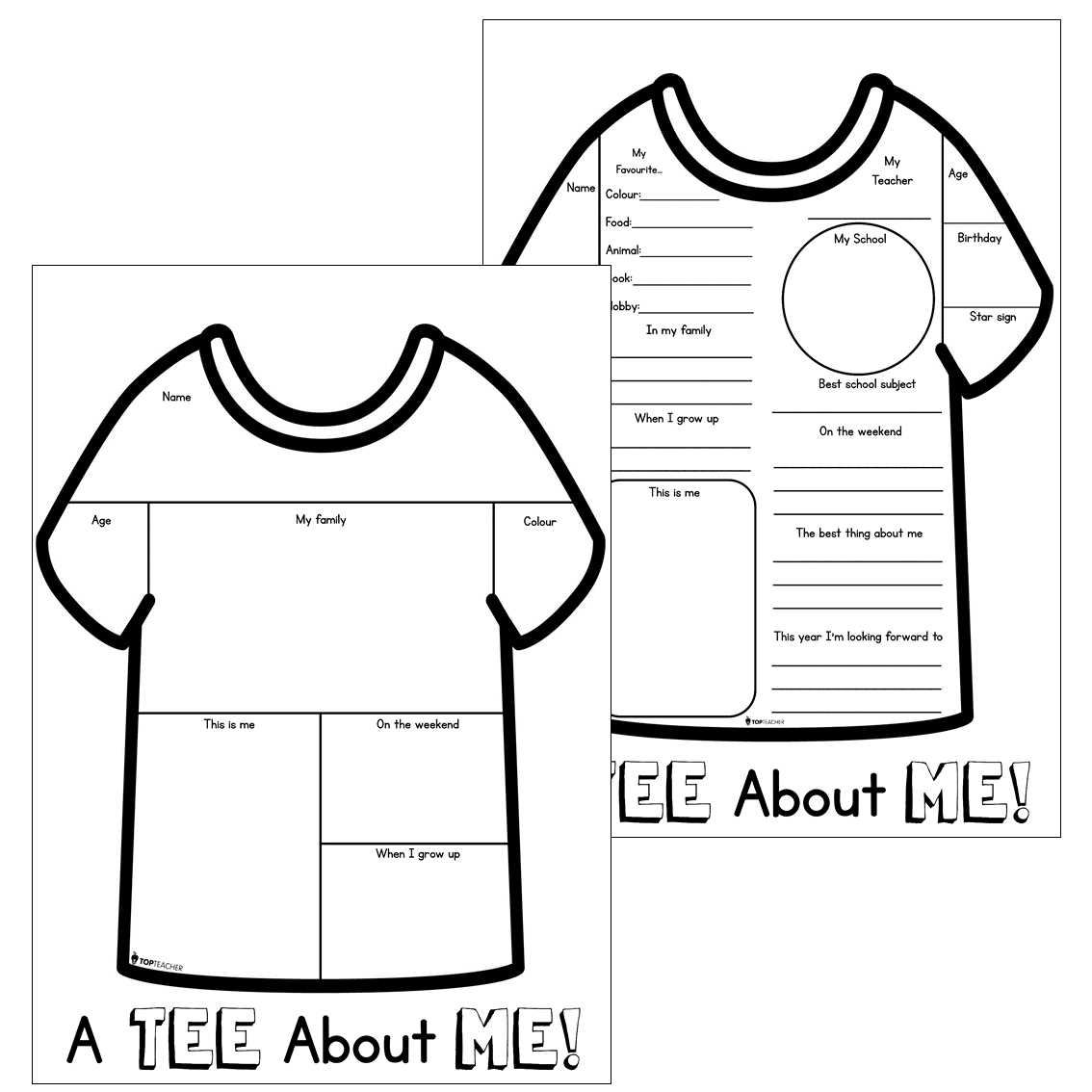 A Tee About Me Craftivity - Top Teacher throughout Printable All About Me T-Shirt Template