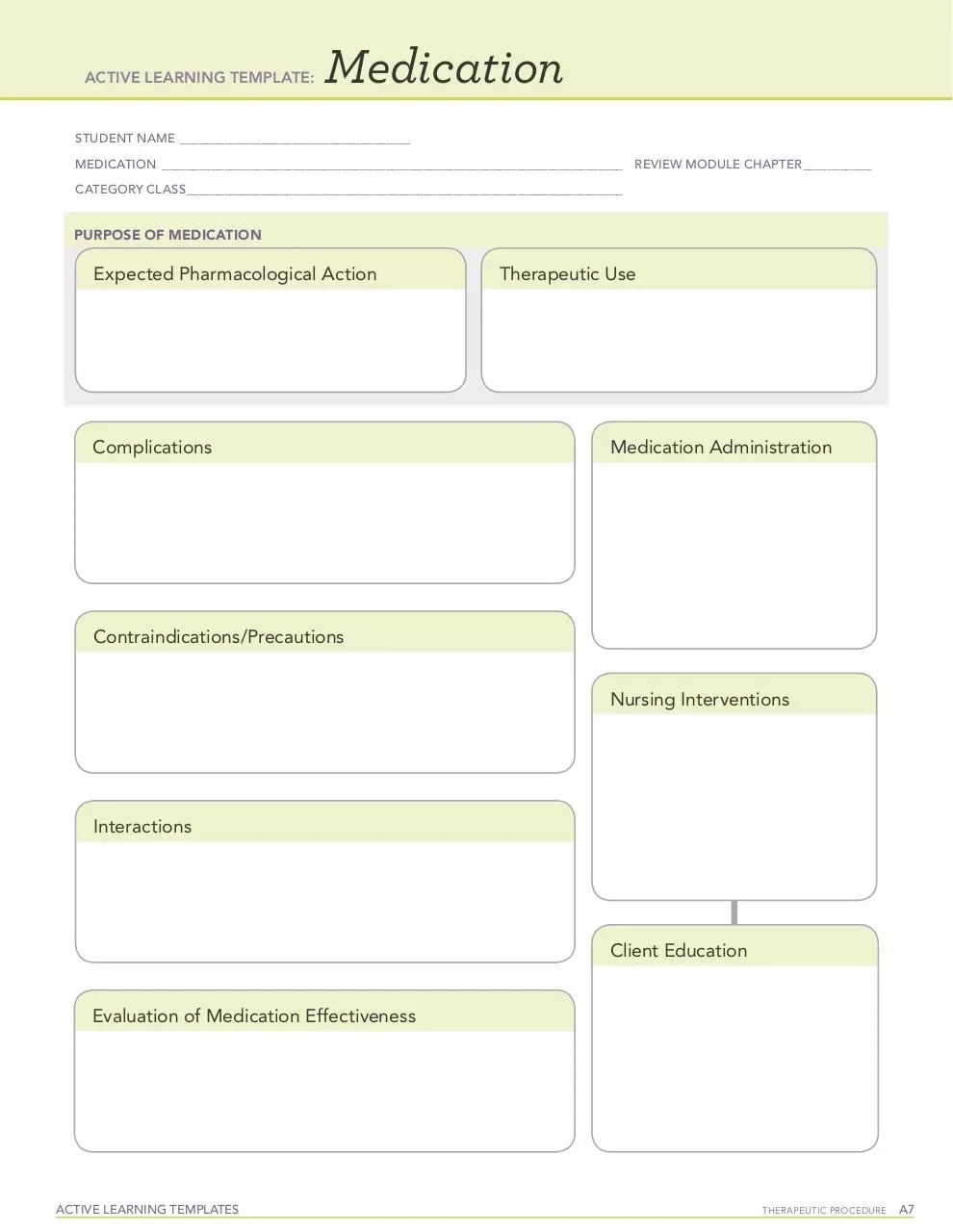 Active Learning Template Medication - Pdf Archive for Printable Ati Medication Template