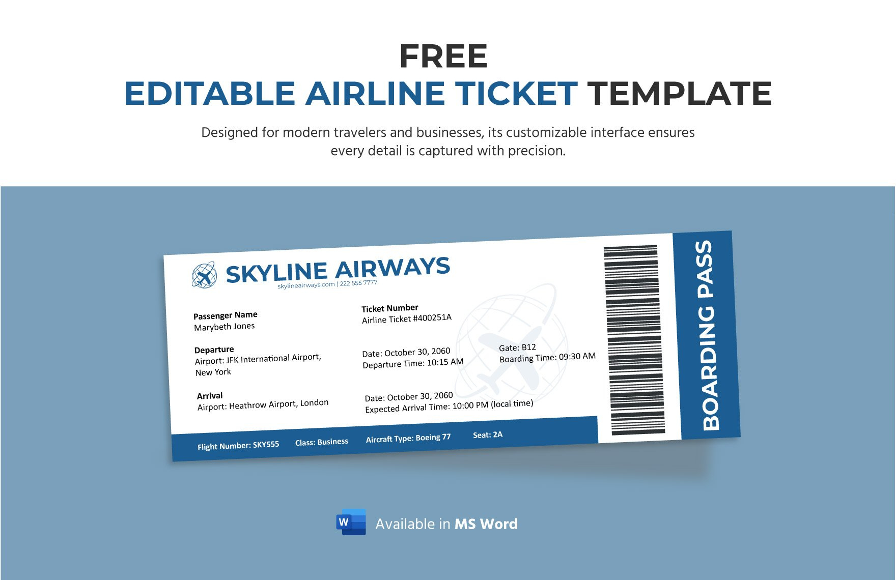 Airline Ticket Templates In Pdf - Free Download | Template throughout Printable Plane Ticket Template