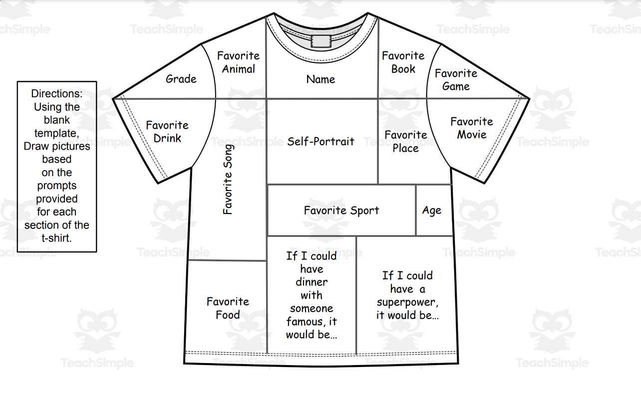 All About Me Tee! (Back To School Sel T-Shirt Drawing Activity!) inside Printable All About Me T-Shirt Template