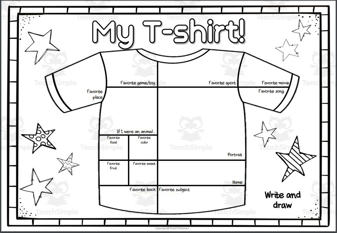 Back To School - All About Me - My T-Shirt with regard to Printable All About Me T-Shirt Template