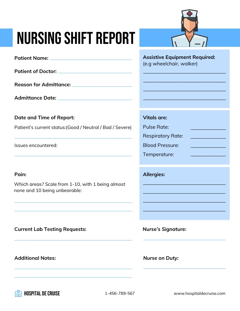 Bedside Shift Report Template - Venngage with regard to Printable Nursing Change Of Shift Report Template