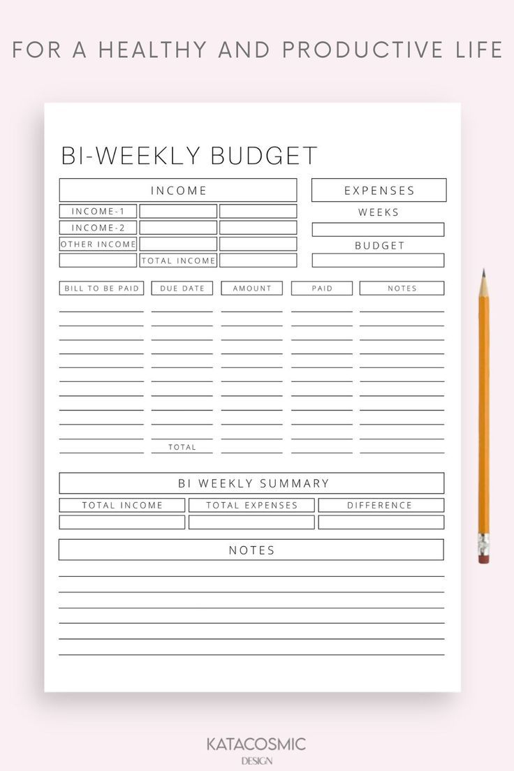 Bi-Weekly Budget Overview Template, Printable Paycheck Budget with Free Printable Bi Weekly Budget Template