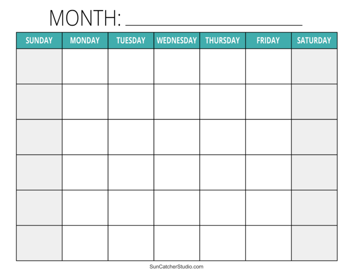 Blank Calendar Template Printable