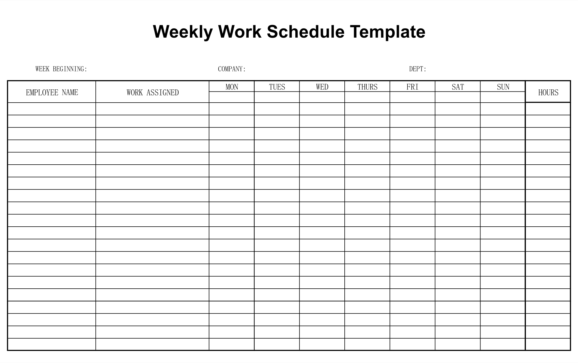 Blank Employee Schedules - 20 Free Pdf Printables | Printablee in Printable Free Weekly Employee Work Schedule Template