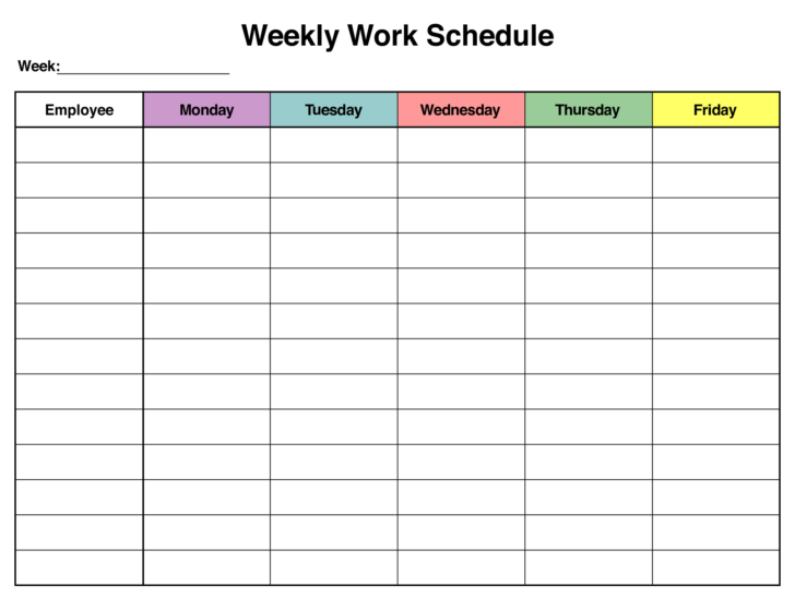 Printable Work Schedule Template