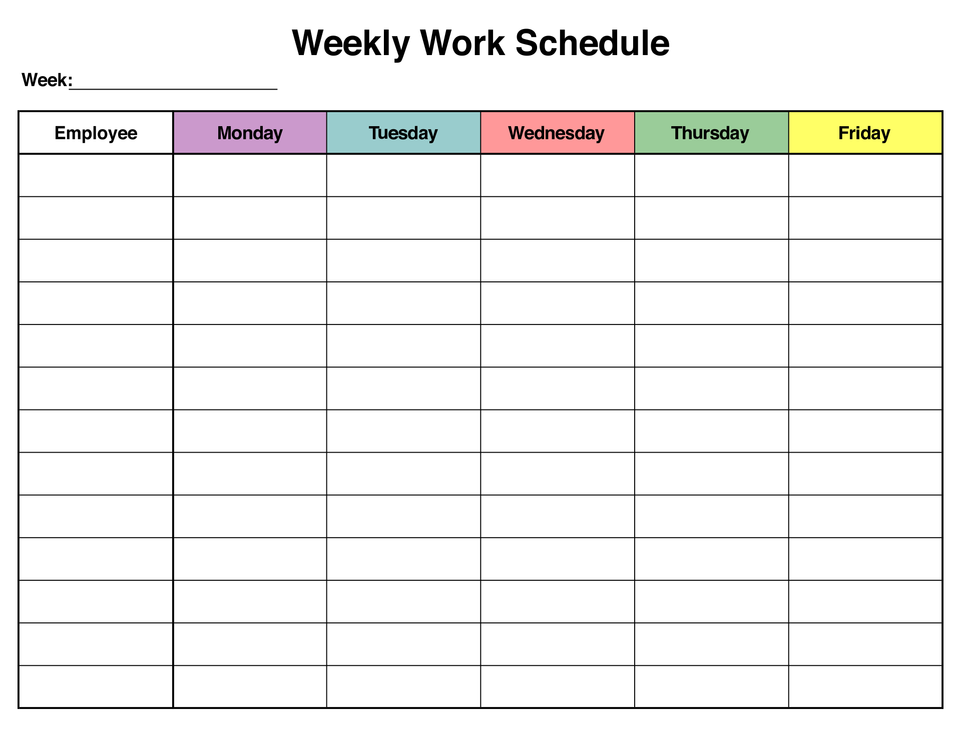 Blank Employee Schedules - 20 Free Pdf Printables | Printablee with regard to Printable Work Schedule Template