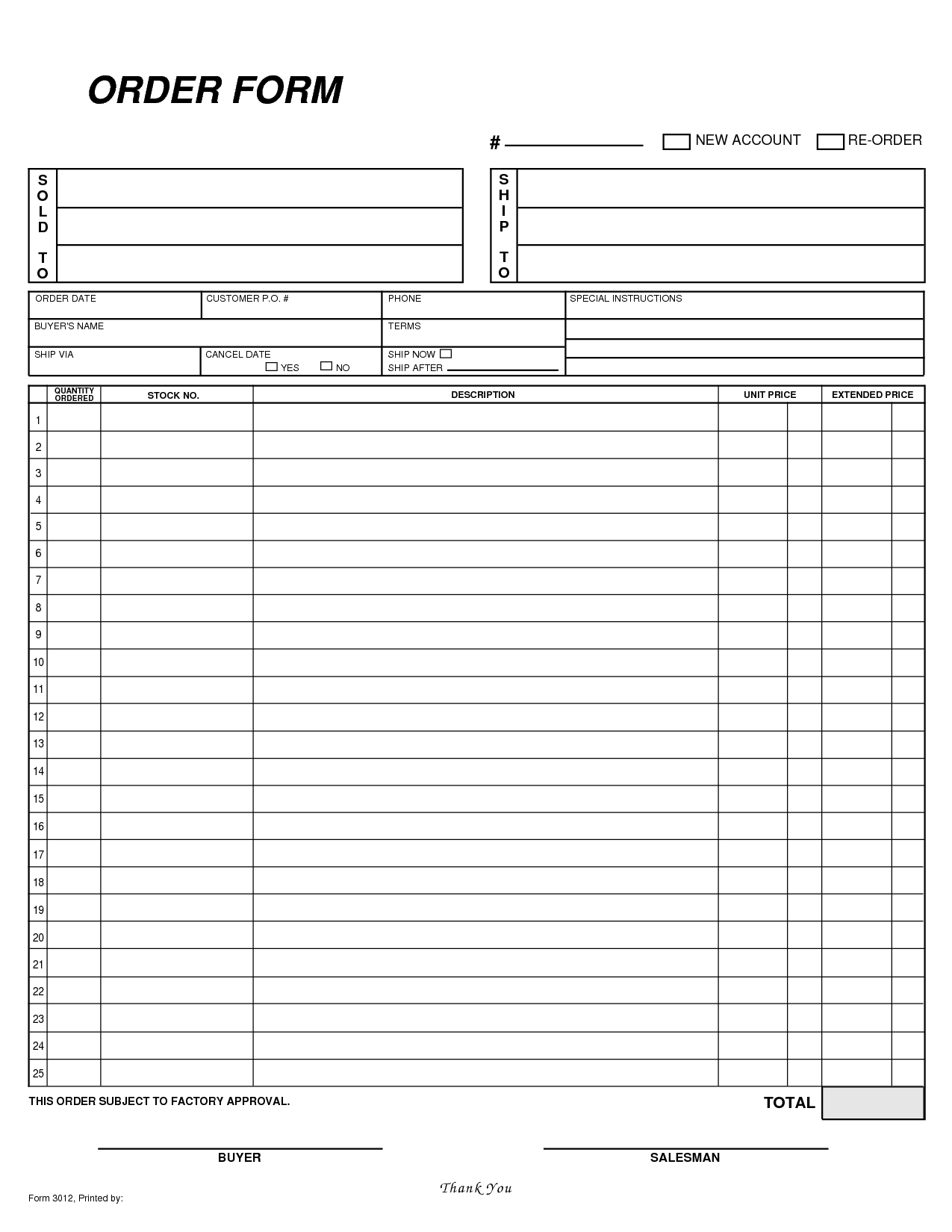 Blank Order Forms - 10 Free Pdf Printables | Printablee intended for Printable Order Form Template