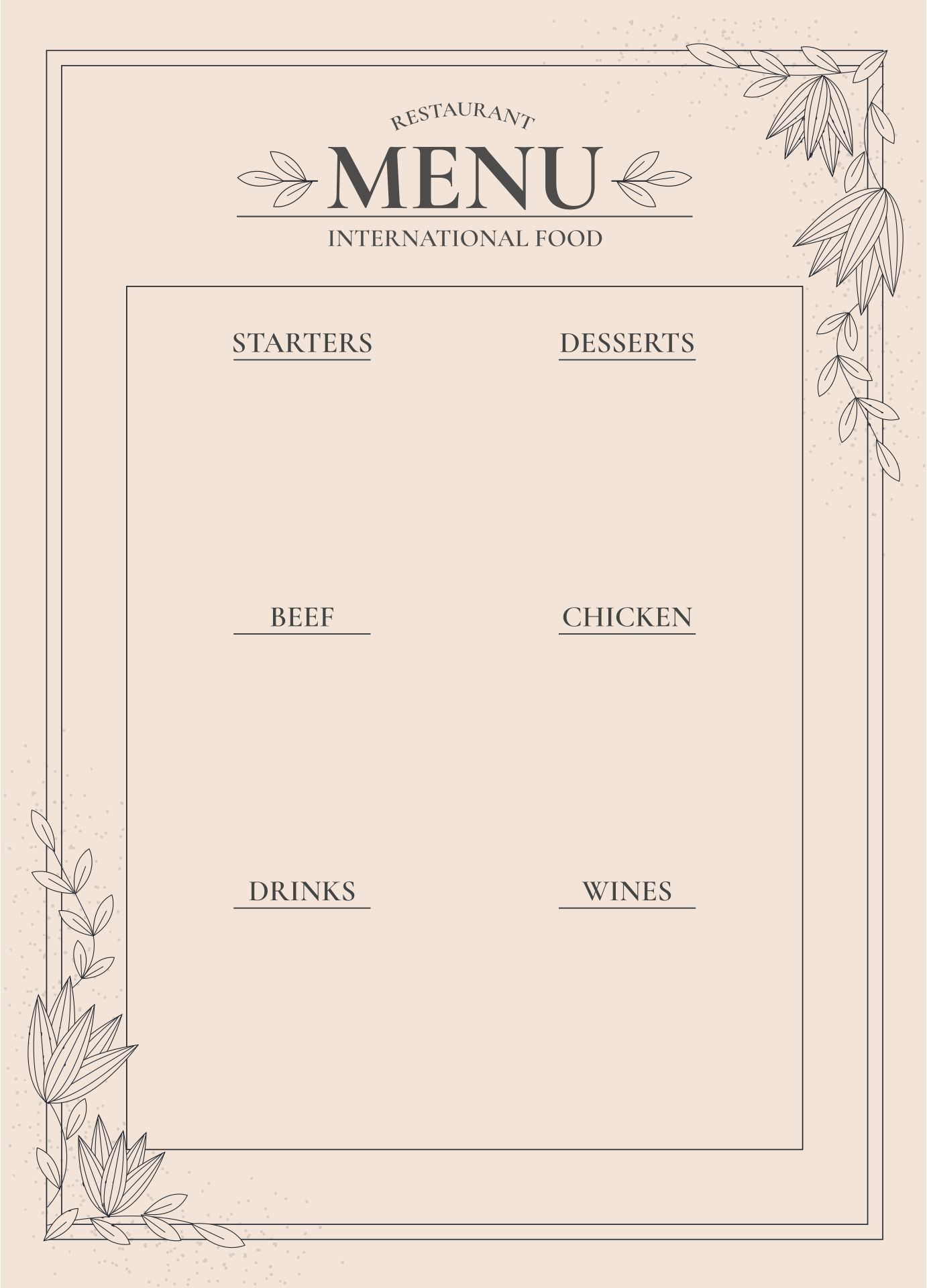 Blank Restaurant Menus - 10 Free Pdf Printables | Printablee intended for Free Menu Templates Printable