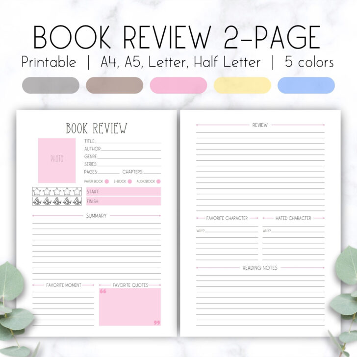 Printable Book Review Template