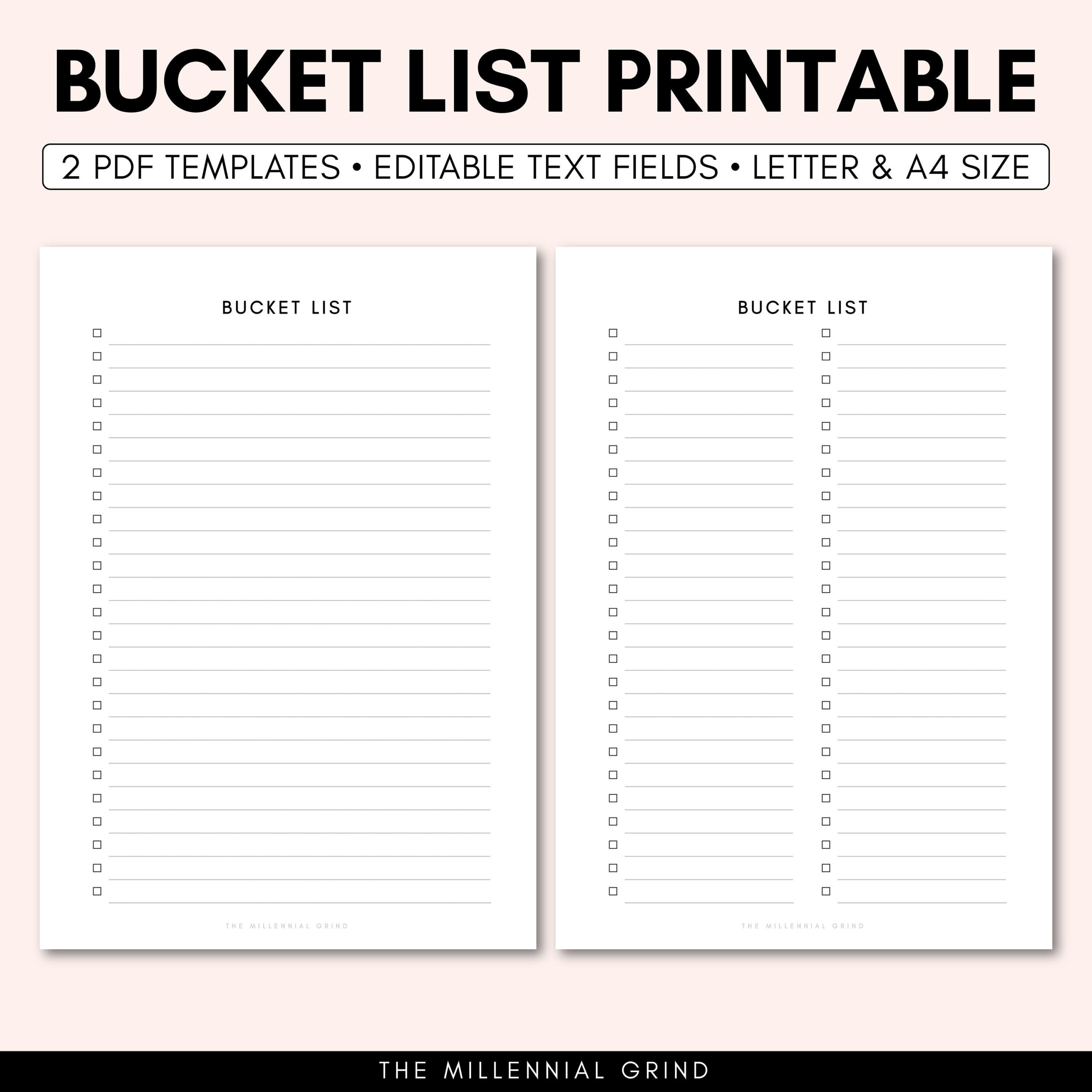 Bucket List Printable Bucket List Printable Insert Bucket List pertaining to Cute Printable Bucket List Template