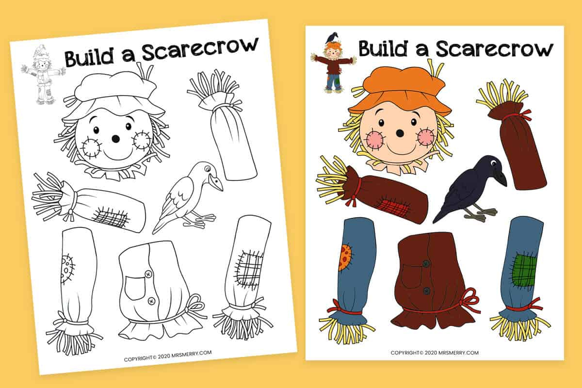 Build A Scarecrow Printable Fall Kids Activity | Mrs. Merry with regard to Printable Scarecrow Craft Template