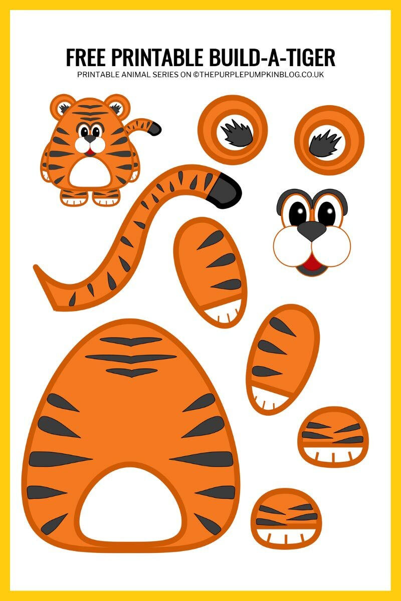 Build-A-Tiger - Free Printable Paper Tiger Craft Template! for Craft Templates Free Printable