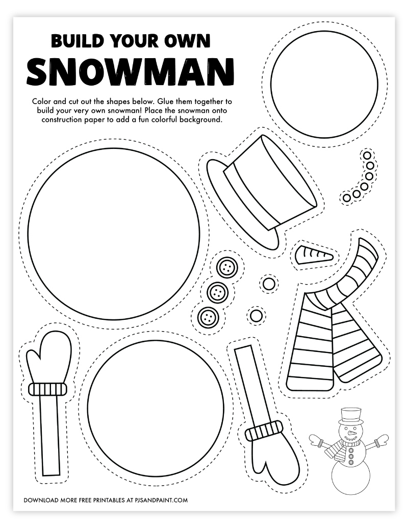 Build Your Own Snowman - Free Printable - Pjs And Paint with regard to Free Snowman Template Printable