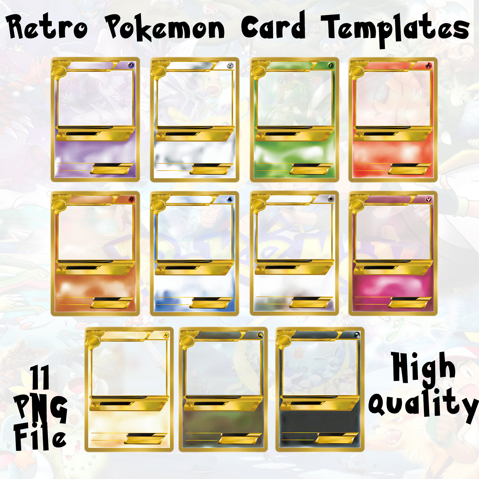 Buy Customizable Pokemon Card Templates Pack Distressed Design inside Printable Pokemon Card Template