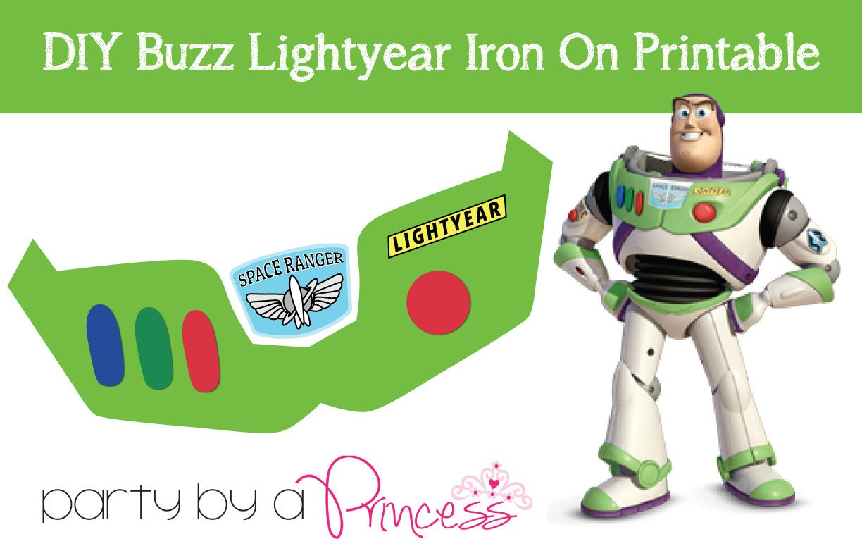 Buzz Lightyear Diy Iron On T-Shirt Printable - Etsy.de for Printable Buzz Lightyear Chest Template