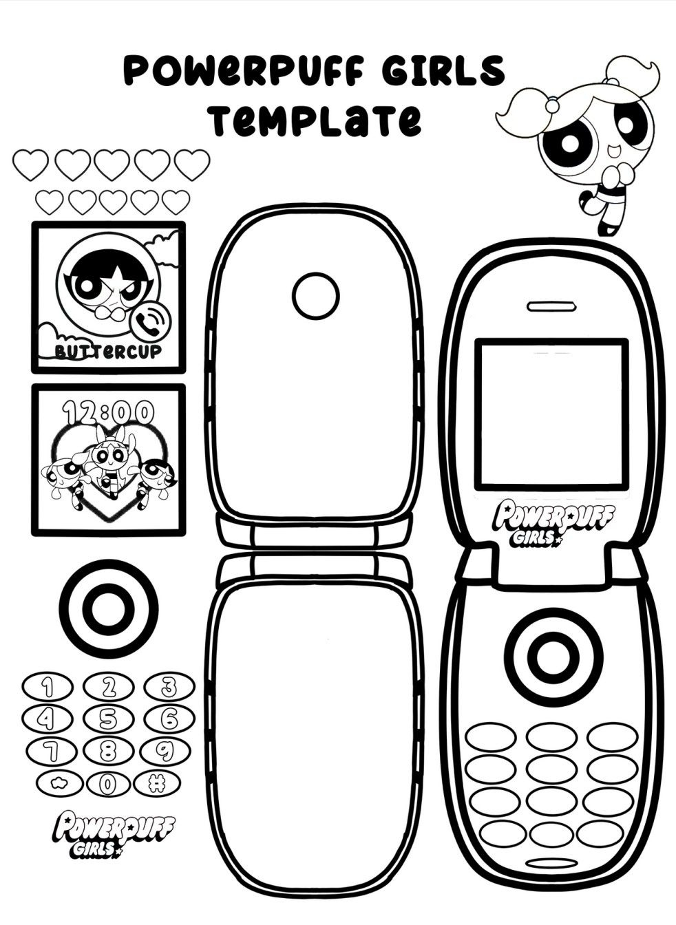 Cardboard Powerpuff Girls Flip Phone Template regarding Flip Phone Template Printable