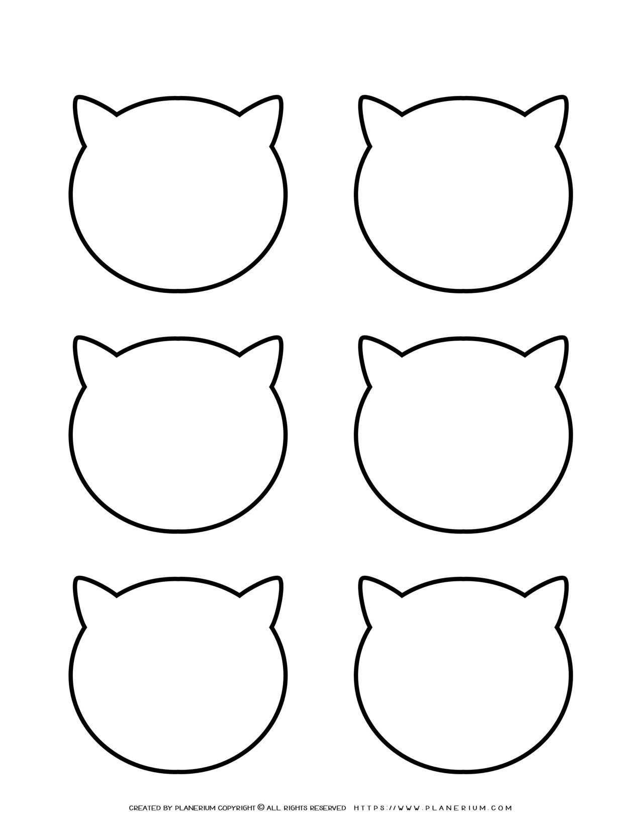 Cat Head Template - Six Heads Outline - Free Printable | Planerium with Printable Cat Face Template