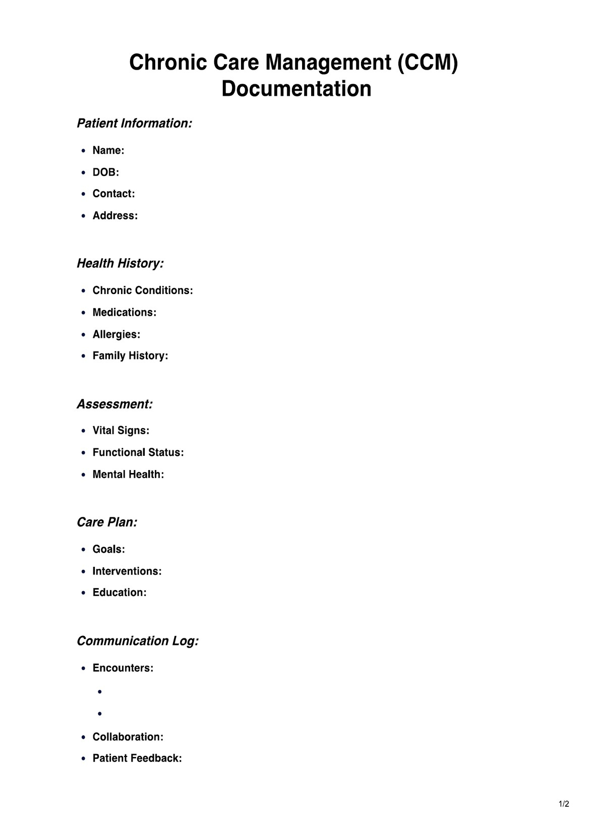 Ccm Documentation Template &amp;amp; Example | Free Pdf Download with regard to Printable Chronic Care Management Documentation Template