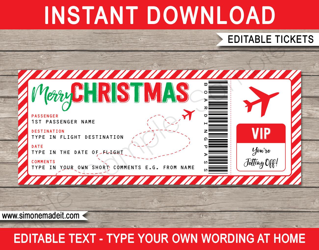 Christmas Gift Boarding Pass Ticket pertaining to Printable Airline Ticket Template