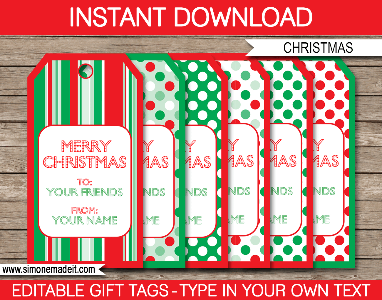 Christmas Gift Tags Template - Red &amp;amp; Green inside Free Printable Christmas Tag Template