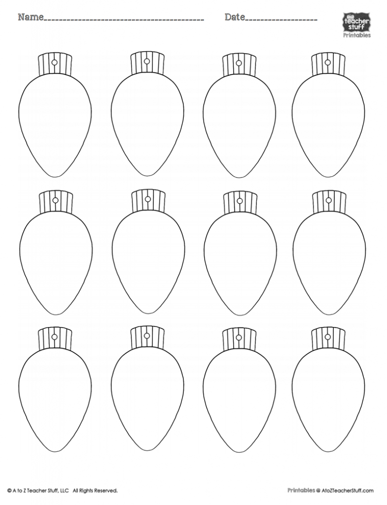 Christmas Lights Printablecoloring Page, Worksheet Or Pattern | A for Christmas Lights Printable Template