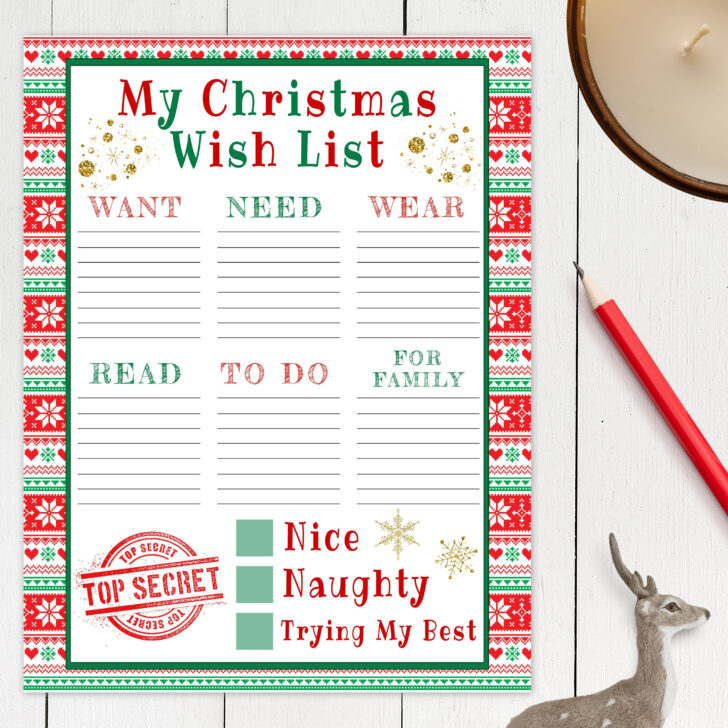 Printable Christmas Wish List Template