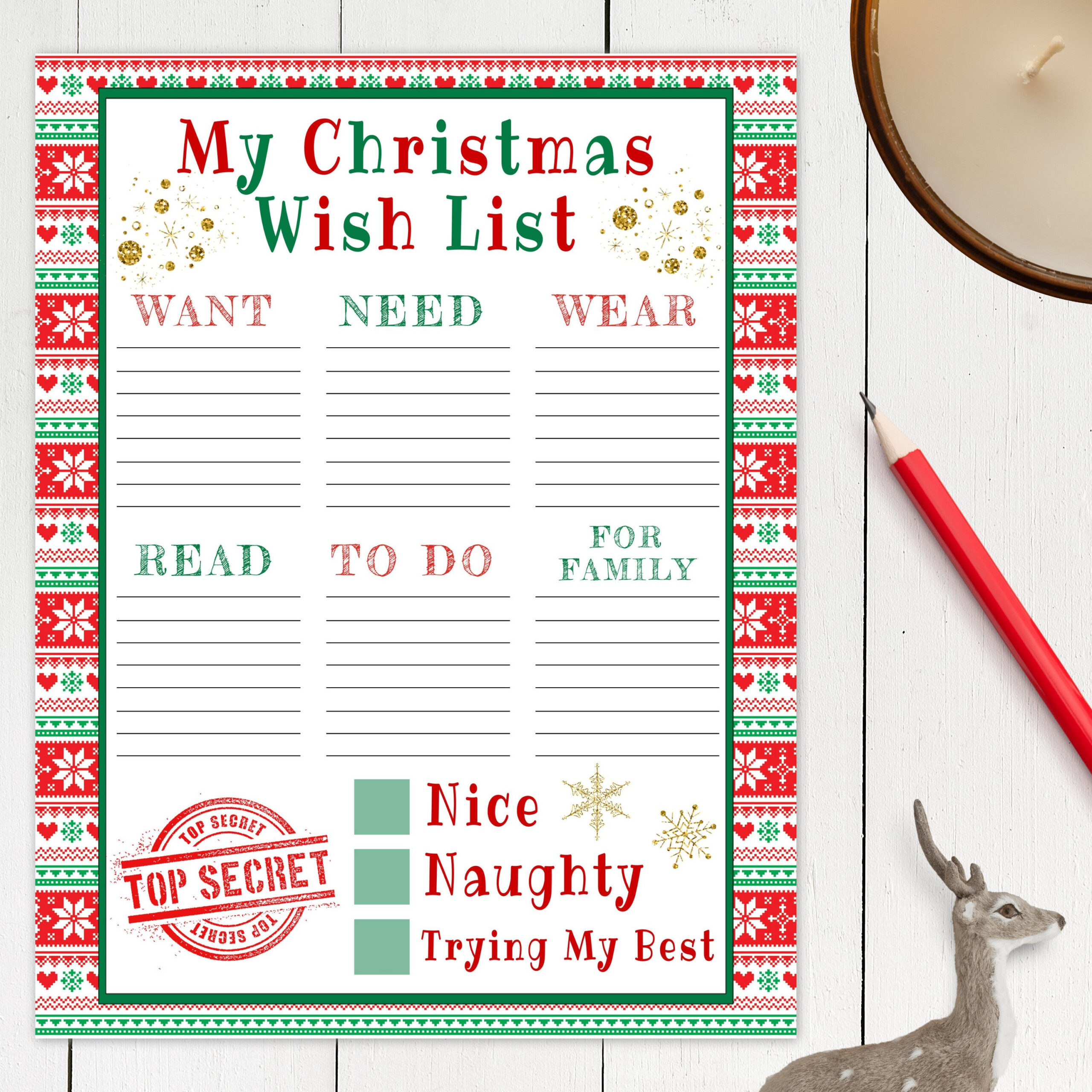 Christmas Wish List Printable Template For Kids, Editable Holiday with Printable Christmas List Template