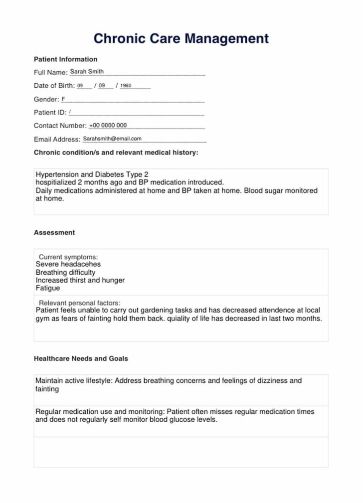 Printable Chronic Care Management Documentation Template