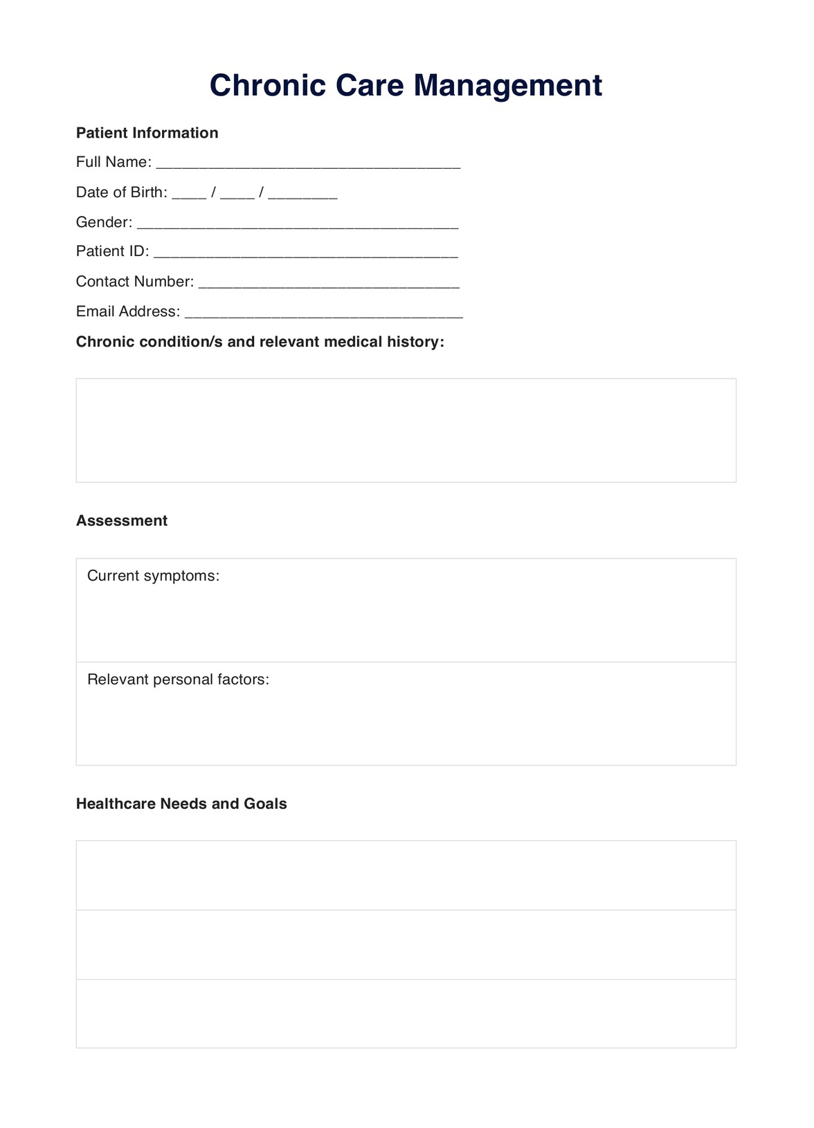 Chronic Care Management Template &amp;amp; Example | Free Pdf Download inside Printable Chronic Care Management Documentation Template