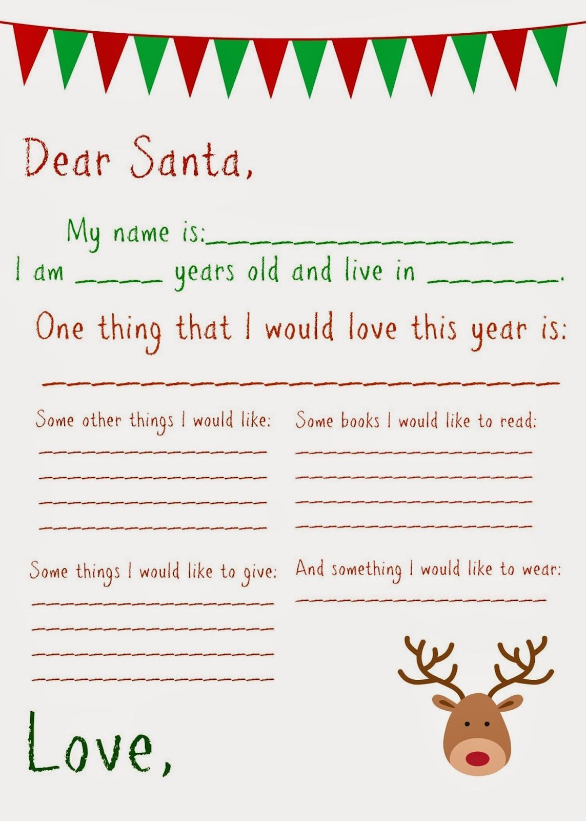 Dear Santa Letter (Free Printable) pertaining to Free Printable Dear Santa Letter Templates