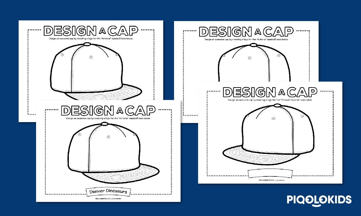 Design Baseball Caps: Creative Printable Worksheets For Kids intended for Printable Baseball Hat Template