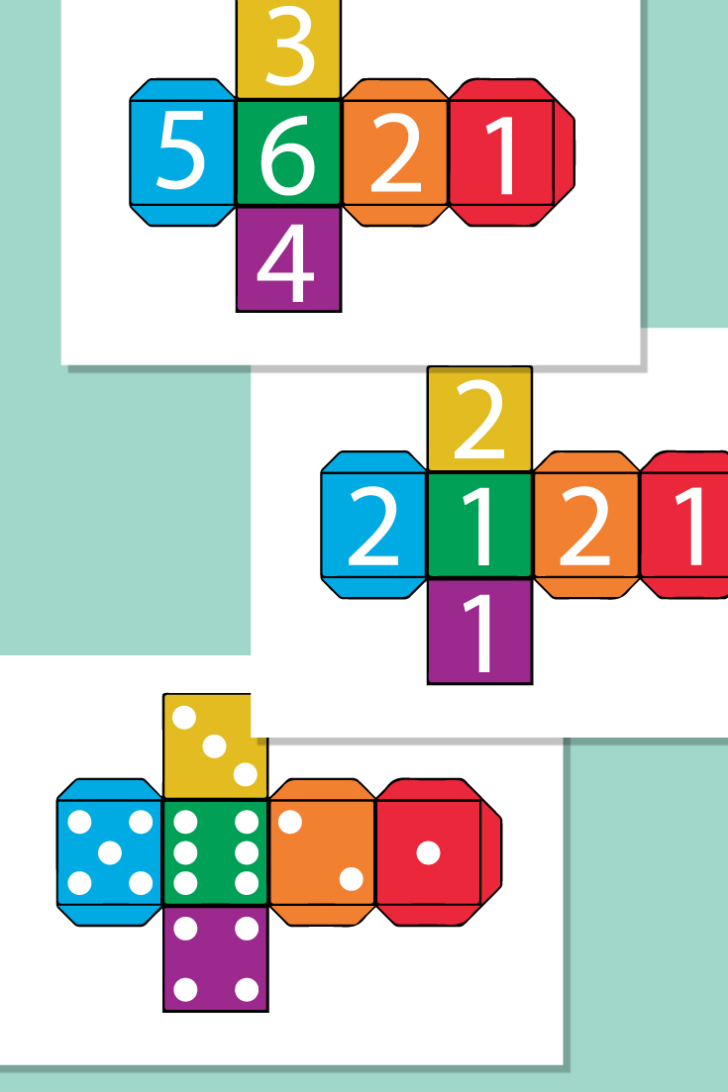 Colourful Printable Dice Template