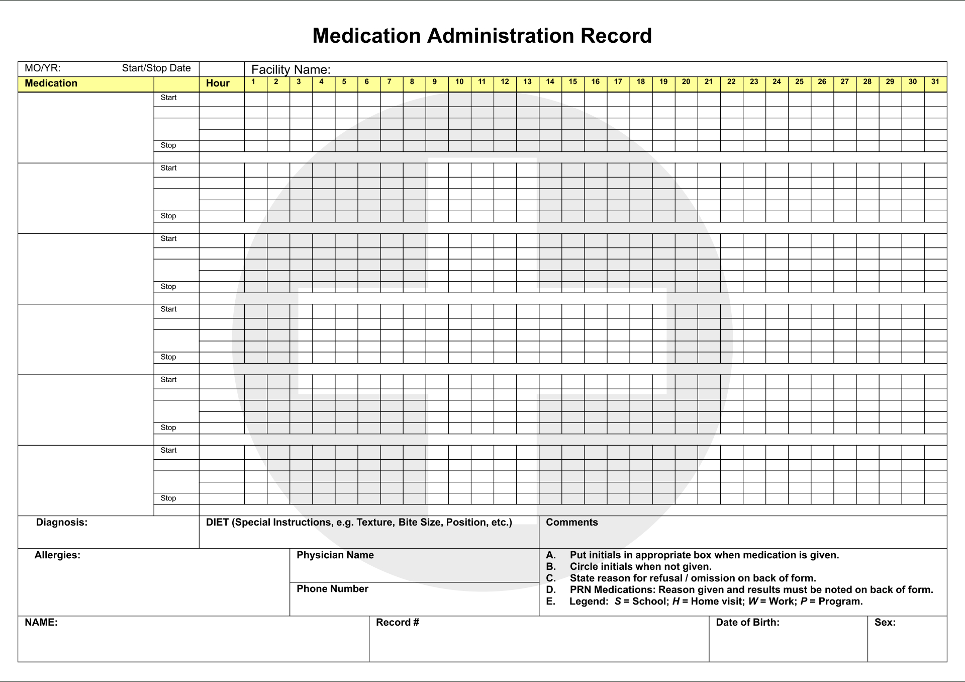 Digitise Your Medication Administration Records With Ease: Get A for Free Printable Medication Administration Record Template