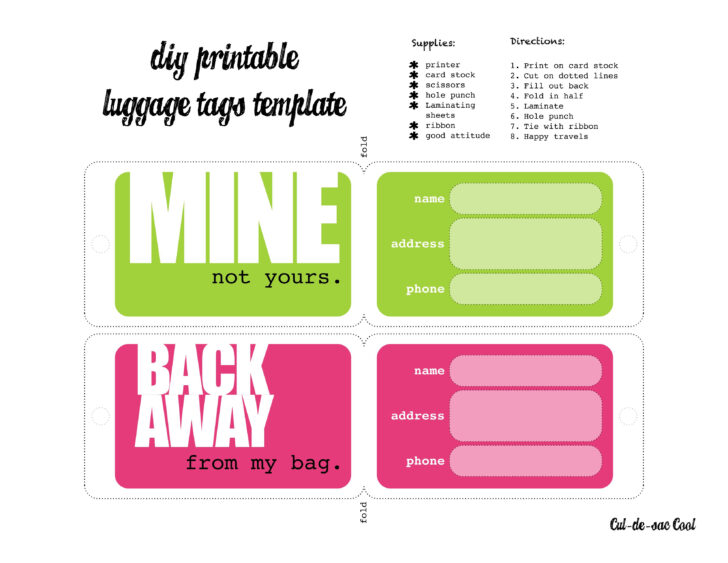 Free Printable Luggage Tag Template