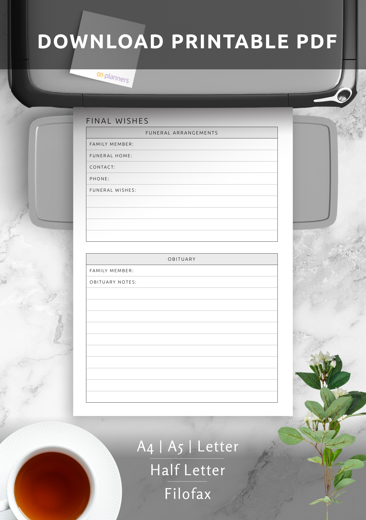 Download Printable Final Wishes Template Pdf in Printable Funeral Wishes Template