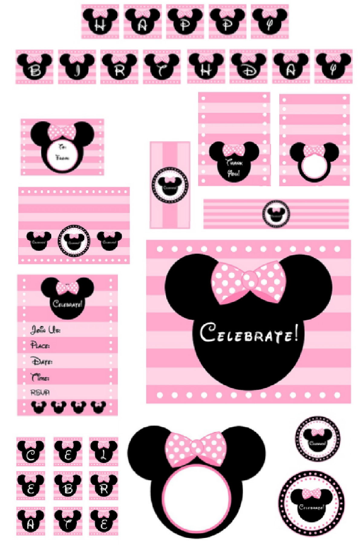 Download These Free Pink Minnie Mouse Party Printables! | Catch My for Printable Minnie Mouse Template