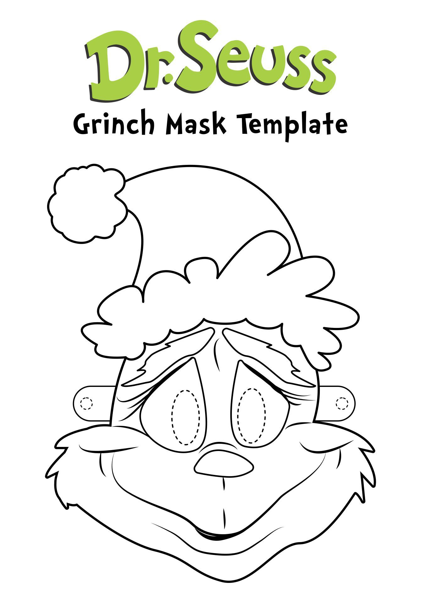 Dr. Seuss Mask Templates - 10 Free Pdf Printables | Printablee in Grinch Face Template Printable